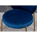 White Round Dining Table Set for 2, Velvet Upholstered Chairs, Gold Metal Frame – Yellow / Green / Blue