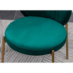 White Round Dining Table Set for 2, Velvet Upholstered Chairs, Gold Metal Frame – Yellow / Green / Blue