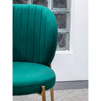 White Round Dining Table Set for 2, Velvet Upholstered Chairs, Gold Metal Frame – Yellow / Green / Blue