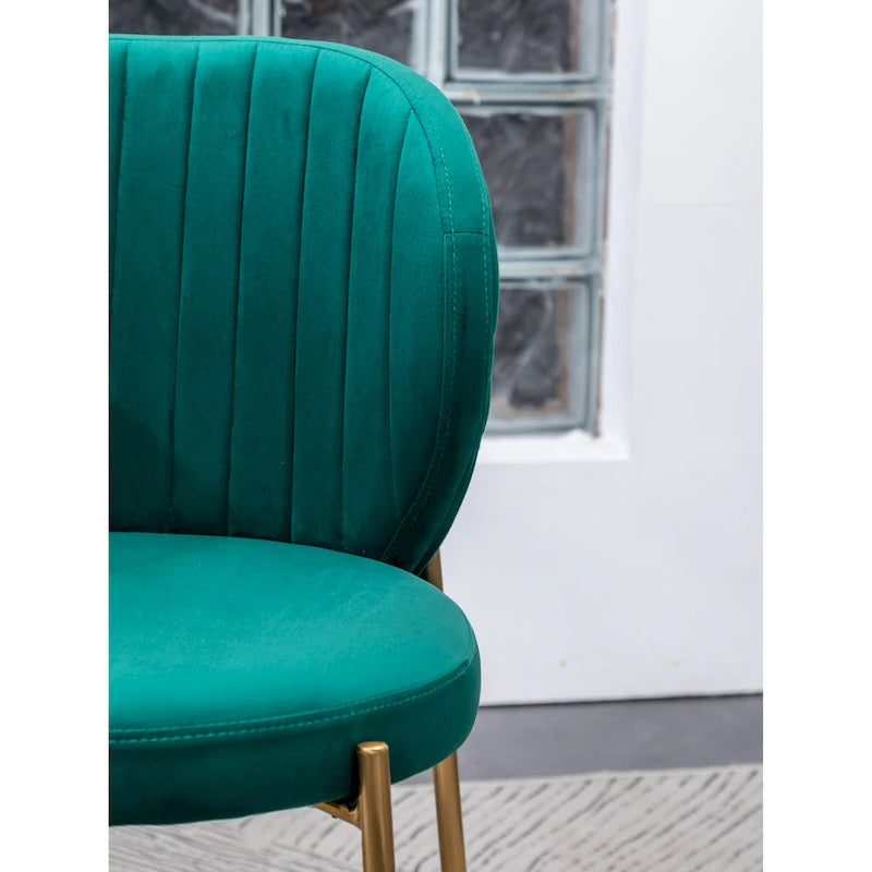 White Round Dining Table Set for 2, Velvet Upholstered Chairs, Gold Metal Frame – Yellow / Green / Blue