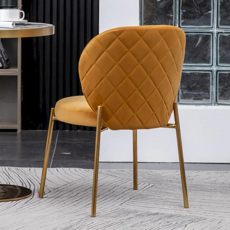 White Round Dining Table Set for 2, Velvet Upholstered Chairs, Gold Metal Frame – Yellow / Green / Blue