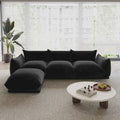 Black / Beige / Green / Orange L-Shape Modular Sectional Sofa with Ottoman, Semi-Firm, 2–3 Seater