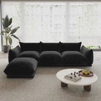 Black / Beige / Green / Orange L-Shape Modular Sectional Sofa with Ottoman, Semi-Firm, 2–3 Seater