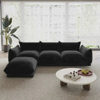104 L-shape Chenille Modular Sofa Modern Sectional Semi-firm Sofa Couch with Ottoman