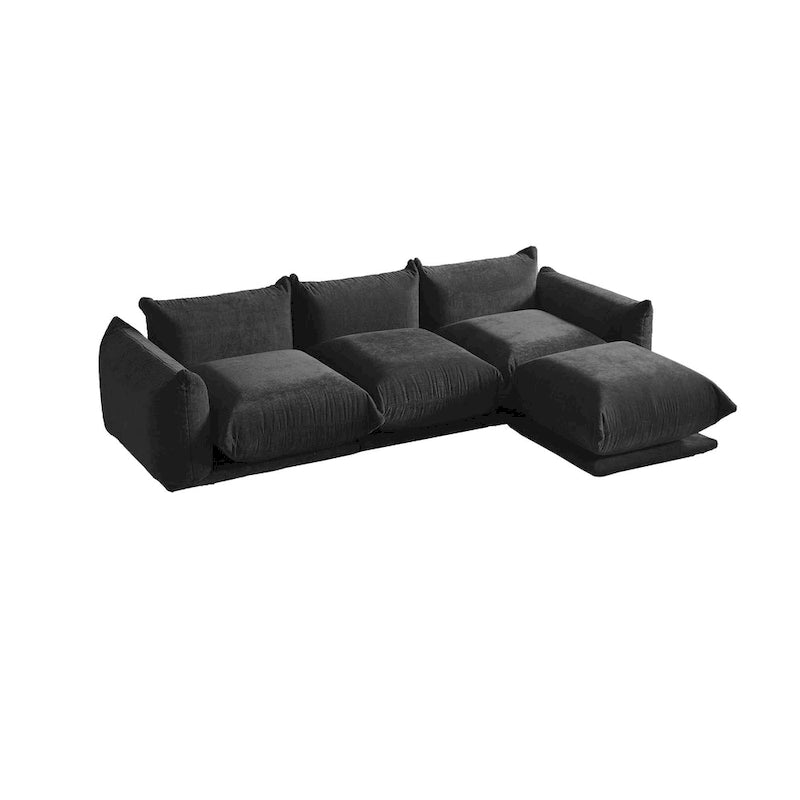 Black / Beige / Green / Orange L-Shape Modular Sectional Sofa with Ottoman, Semi-Firm, 2–3 Seater