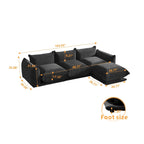 Black / Beige / Green / Orange L-Shape Modular Sectional Sofa with Ottoman, Semi-Firm, 2–3 Seater