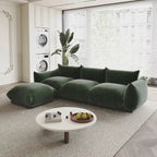 Black / Beige / Green / Orange L-Shape Modular Sectional Sofa with Ottoman, Semi-Firm, 2–3 Seater
