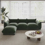 Black / Beige / Green / Orange L-Shape Modular Sectional Sofa with Ottoman, Semi-Firm, 2–3 Seater