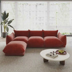 Black / Beige / Green / Orange L-Shape Modular Sectional Sofa with Ottoman, Semi-Firm, 2–3 Seater
