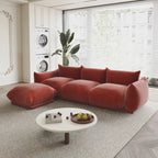 Black / Beige / Green / Orange L-Shape Modular Sectional Sofa with Ottoman, Semi-Firm, 2–3 Seater