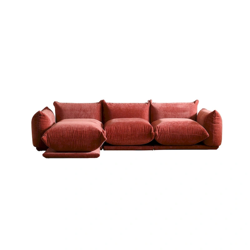 Black / Beige / Green / Orange L-Shape Modular Sectional Sofa with Ottoman, Semi-Firm, 2–3 Seater