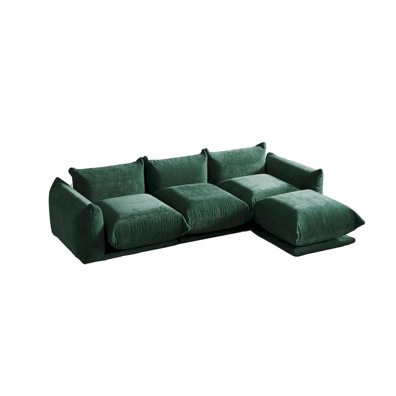 Black / Beige / Green / Orange L-Shape Modular Sectional Sofa with Ottoman, Semi-Firm, 2–3 Seater