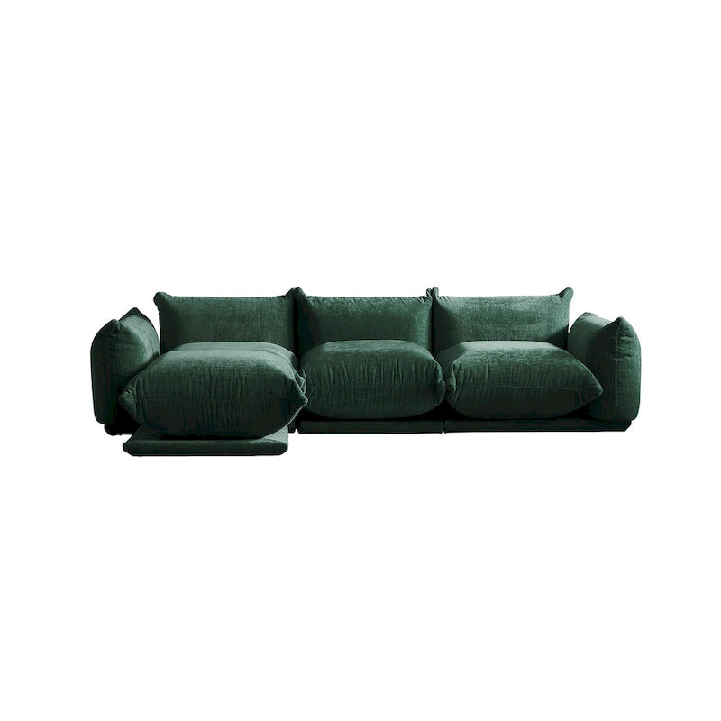 Black / Beige / Green / Orange L-Shape Modular Sectional Sofa with Ottoman, Semi-Firm, 2–3 Seater