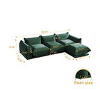 Black / Beige / Green / Orange L-Shape Modular Sectional Sofa with Ottoman, Semi-Firm, 2–3 Seater
