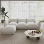 Black / Beige / Green / Orange L-Shape Modular Sectional Sofa with Ottoman, Semi-Firm, 2–3 Seater