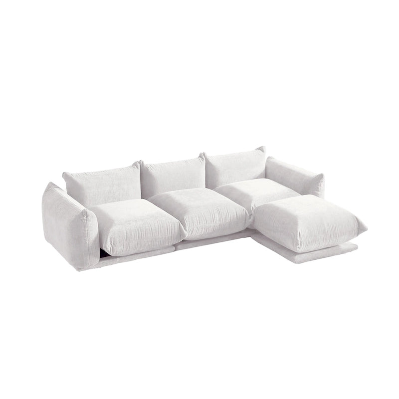 Black / Beige / Green / Orange L-Shape Modular Sectional Sofa with Ottoman, Semi-Firm, 2–3 Seater