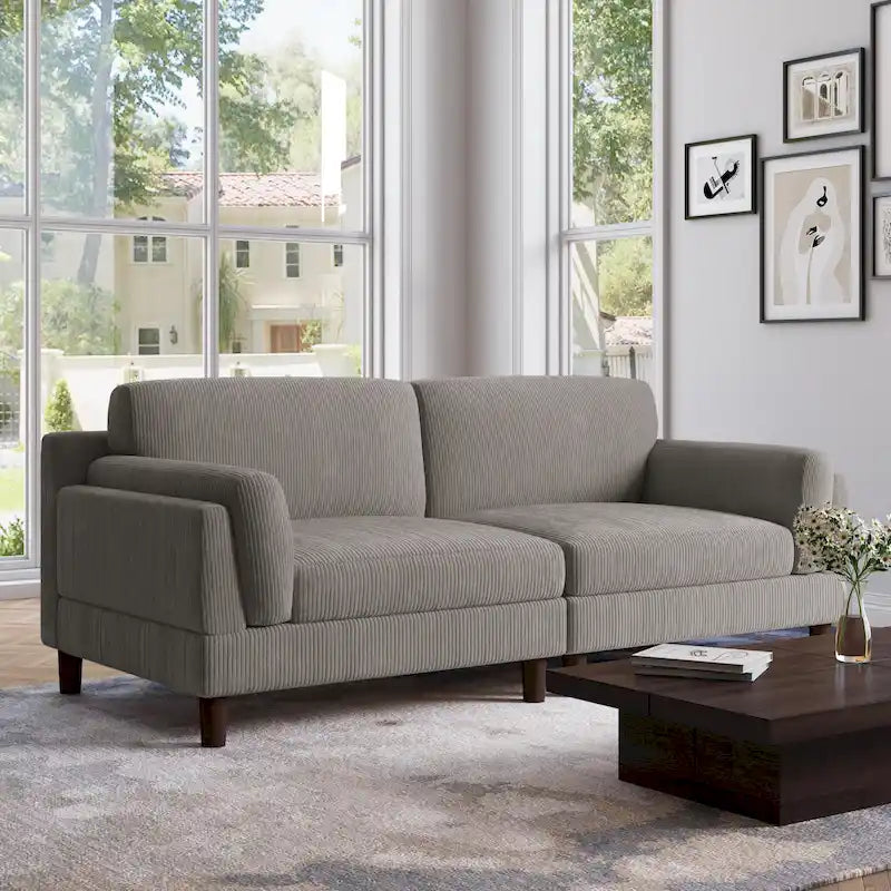 Sofá de 2 plazas de pana – Naranja / Gris / Verde / Beige / Gris claro