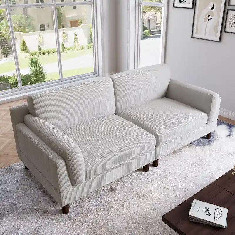Corduroy 2-Seater Sofa – Orange / Gray / Green / Beige / Light Grey