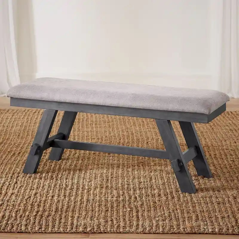 Banco de comedor tapizado gris/café expreso, para 2 personas, estilo de transición