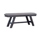 Espresso / Grey Upholstered Dining Bench, Seats 2, Transitional Style