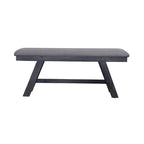 Espresso / Grey Upholstered Dining Bench, Seats 2, Transitional Style