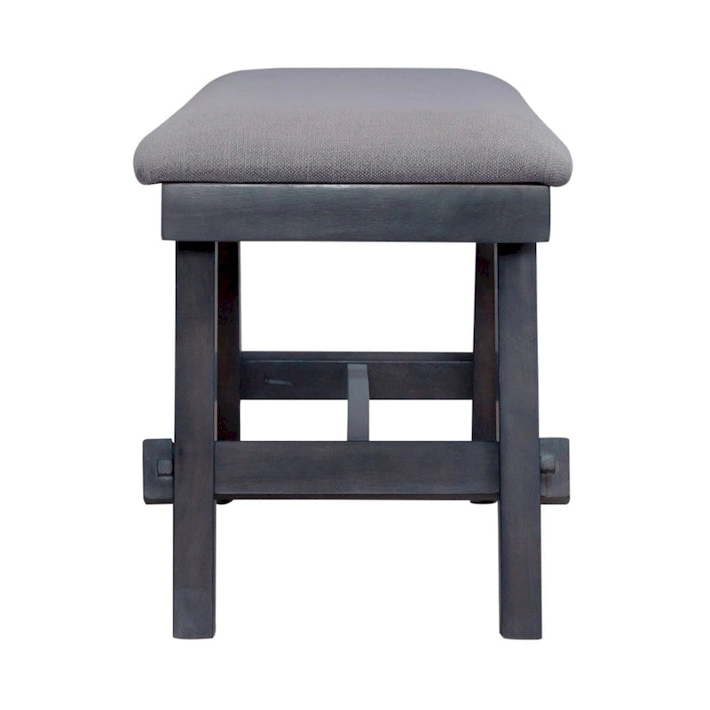 Espresso / Grey Upholstered Dining Bench, Seats 2, Transitional Style