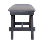 Espresso / Grey Upholstered Dining Bench, Seats 2, Transitional Style
