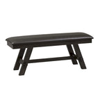 Espresso / Grey Upholstered Dining Bench, Seats 2, Transitional Style