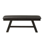Espresso / Grey Upholstered Dining Bench, Seats 2, Transitional Style