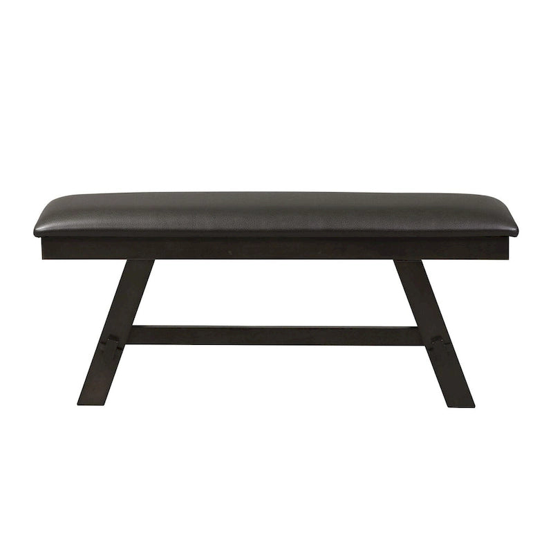 Espresso / Grey Upholstered Dining Bench, Seats 2, Transitional Style