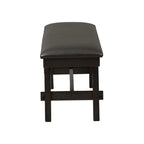 Espresso / Grey Upholstered Dining Bench, Seats 2, Transitional Style