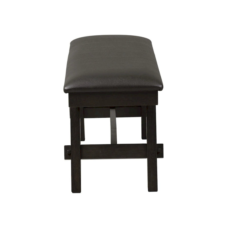Espresso / Grey Upholstered Dining Bench, Seats 2, Transitional Style