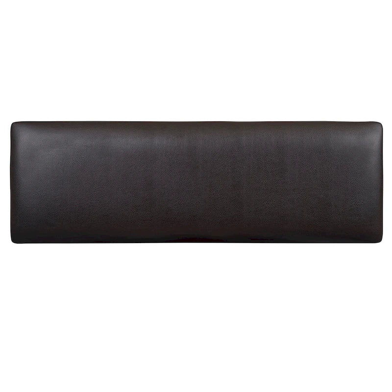 Espresso / Grey Upholstered Dining Bench, Seats 2, Transitional Style