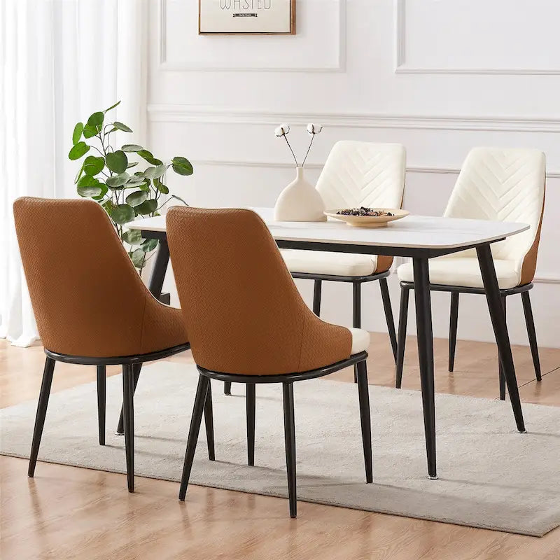 Faux Leather Dining Chair, Set of 2, Multi-Color, Seats 2