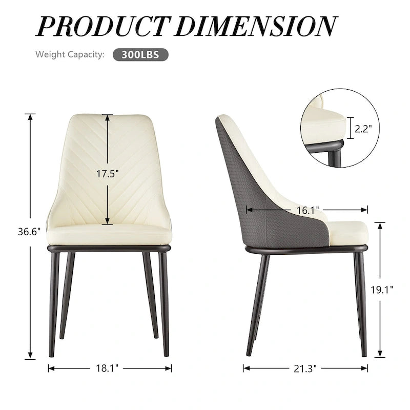 Faux Leather Dining Chair, Set of 2, Multi-Color, Seats 2