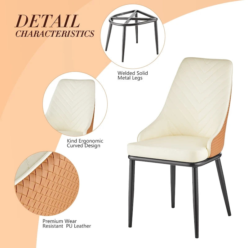 Faux Leather Dining Chair, Set of 2, Multi-Color, Seats 2