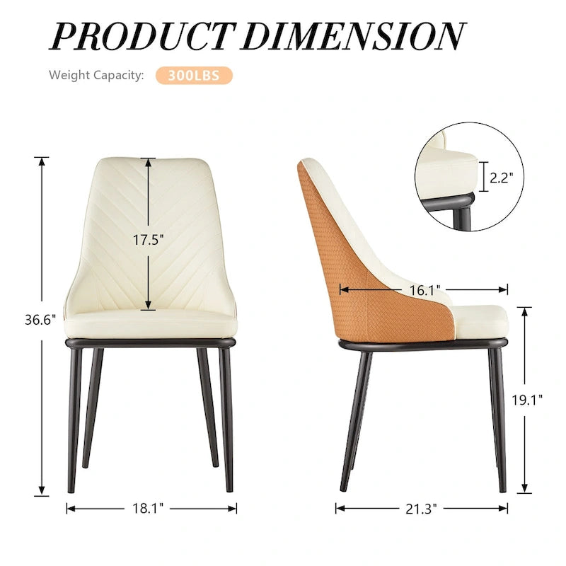 Faux Leather Dining Chair, Set of 2, Multi-Color, Seats 2