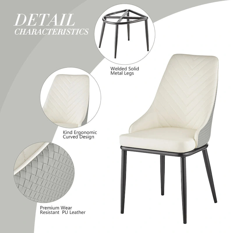 Faux Leather Dining Chair, Set of 2, Multi-Color, Seats 2