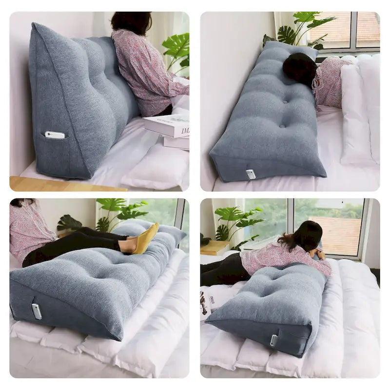Almohada de Lectura con Respaldo en Cuña para Niños, Cabecero para Cama Individual