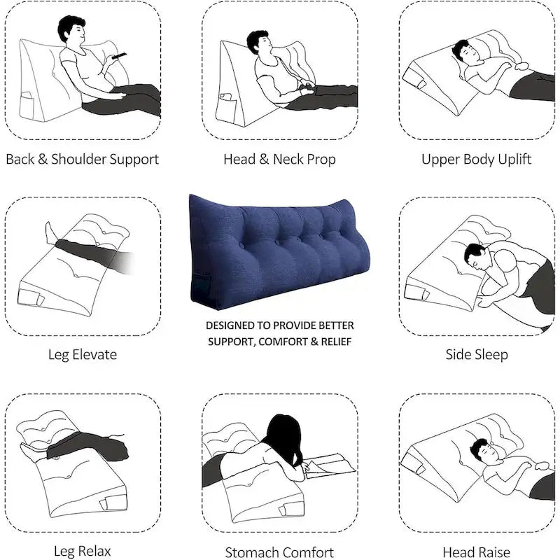 Almohada de Lectura con Respaldo en Cuña para Niños, Cabecero para Cama Individual