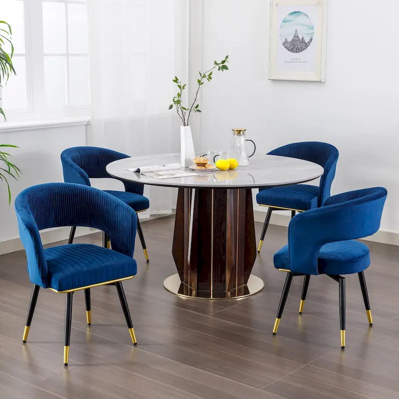 Sillón giratorio de terciopelo gris/azul/verde con patas doradas, juego de 2