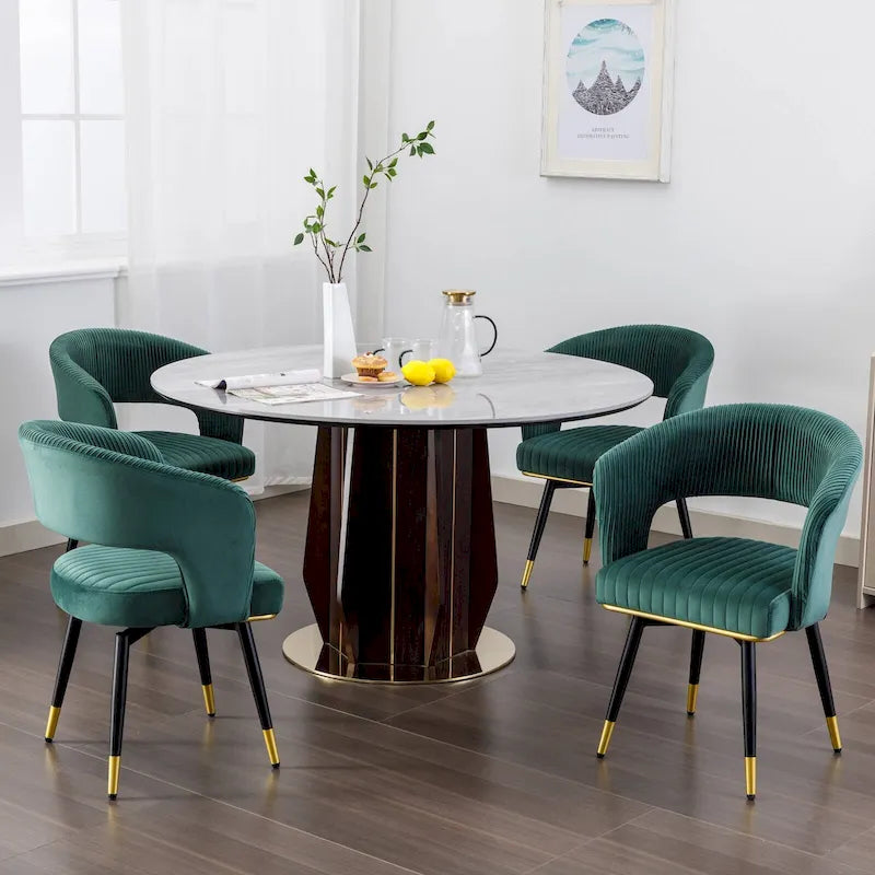 Sillón giratorio de terciopelo gris/azul/verde con patas doradas, juego de 2