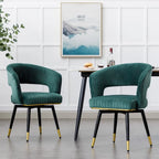 Grey/Blue/Green Velvet Swivel Armchair with Gold Legs, Set of 2