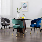 Grey/Blue/Green Velvet Swivel Armchair with Gold Legs, Set of 2