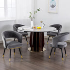 Grey/Blue/Green Velvet Swivel Armchair with Gold Legs, Set of 2