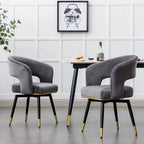Grey/Blue/Green Velvet Swivel Armchair with Gold Legs, Set of 2