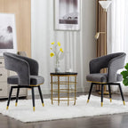 Grey/Blue/Green Velvet Swivel Armchair with Gold Legs, Set of 2