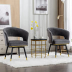 Grey/Blue/Green Velvet Swivel Armchair with Gold Legs, Set of 2