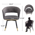Grey/Blue/Green Velvet Swivel Armchair with Gold Legs, Set of 2