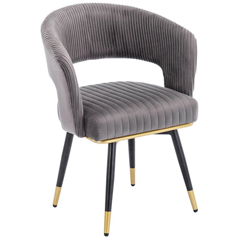 Grey/Blue/Green Velvet Swivel Armchair with Gold Legs, Set of 2